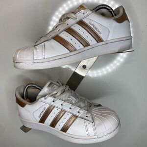 Adidas Originals Superstar Women's Size 6 White Rose Gold BA8169 Clam Toe